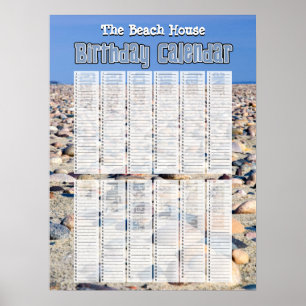 Pôster Calendário de Aniversário Personalizado de Praia P