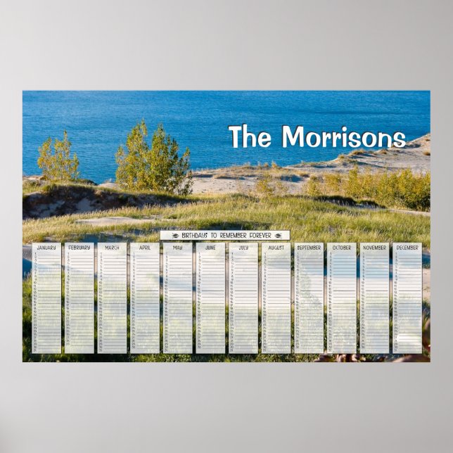 Pôster Calendário de Aniversário Personalizado dos Lagos  (Frente)