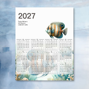 Poster Calendário de Arte Aquática de Peixes Tropicais de