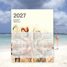 Calendário de Arte Tropical 2027 Flamingo Vibrante