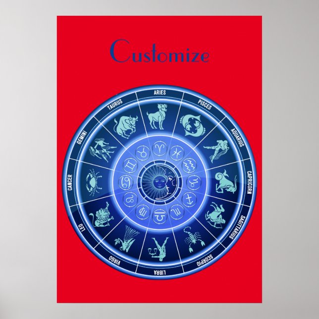 Poster Calendário de Astrologia de Sinal Sun Zodiac Thund (Frente)