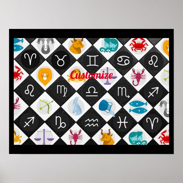 Poster Calendário de Astrologia de Sinal Sun Zodiac Thund (Frente)