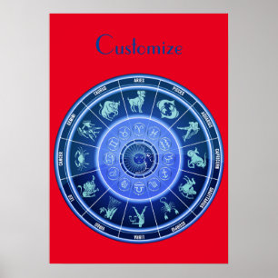 Poster Calendário de Astronomia do Signo Solar Zodiacal T