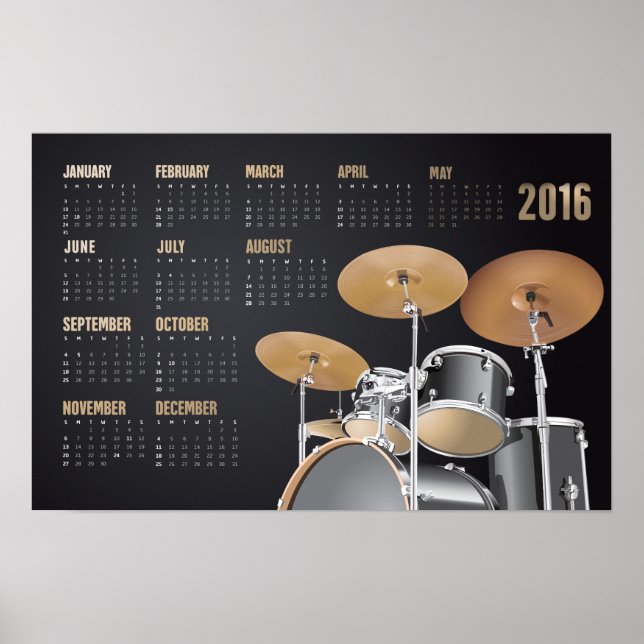 Pôster Calendário de Bateria de 2016 (Frente)