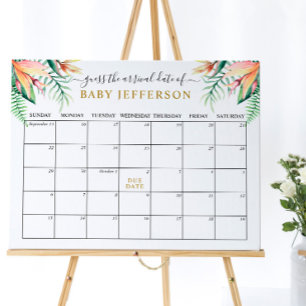 Poster Calendário de Chute da Data de Nascimento do Bebê 