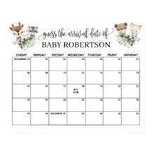 Calendário de Chuvinha de Bebê Florestal para Adiv