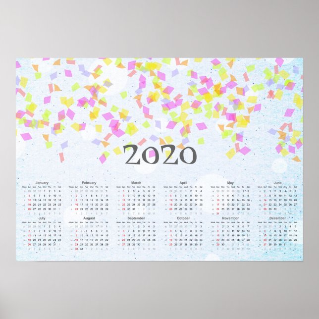 Poster Calendário de Confetti 2020 (Frente)