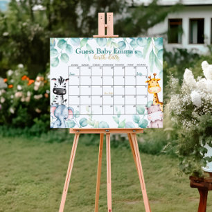 Poster Calendário de Data de Vencimento do Chá de fraldas