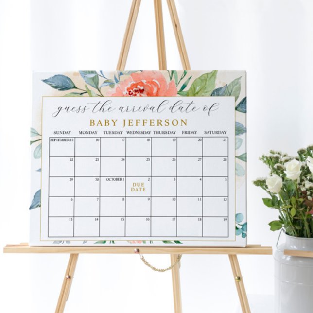 Poster Calendário de Data Provável de Nascimento Floral R (Criador carregado)