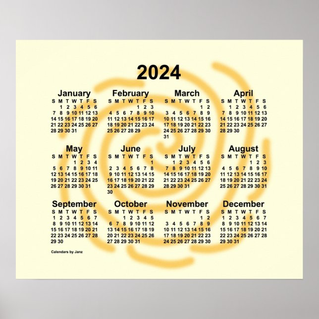 Poster Calendário de Dias Ensolarados de 2024 por Janz (Frente)