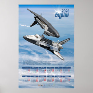 Poster Calendário de Encontro da Nave Soviética Buran de 