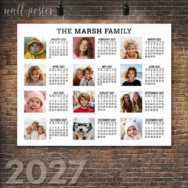 Poster Calendário de Exibição de Ano de Cheio 2022 com 12 (2027 Calendar Poster)