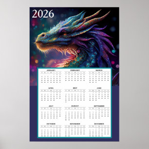 Poster Calendário de Fantasia do Dragão Místico 2026