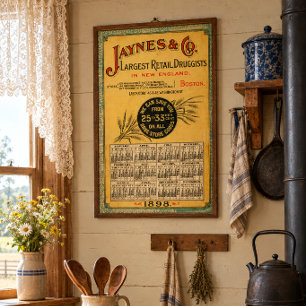 Poster Calendário de Farmácia da Era Vitoriana Antiga 189