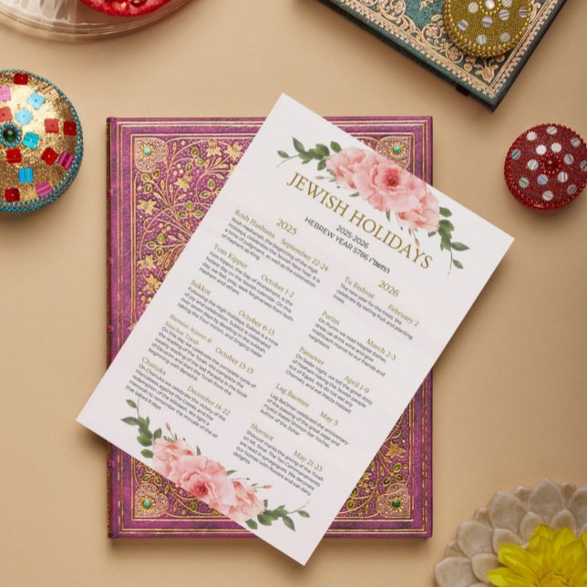 Poster Calendário de Feriados Judaicos 2025 2026 Flor de  (Criador carregado)