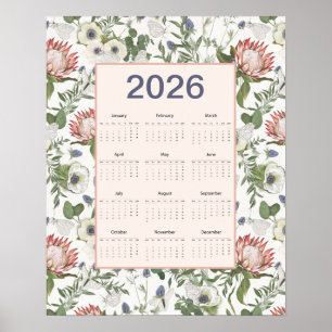Poster Calendário de Flores Borboletas 2026