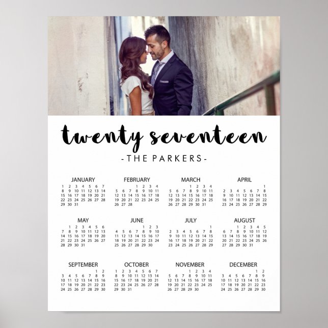 Pôster Calendário de Fotografias de 2017 Moderno Mínimo (Frente)