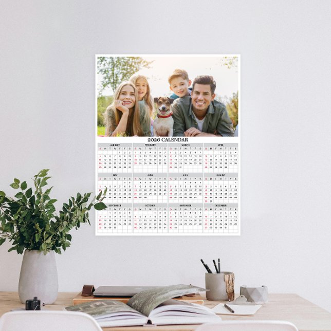 Poster Calendário de Fotografias Personalizadas 2026 (Personalize 2026 with our custom photo calendar poster—display favorite photo and stay organized.)