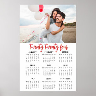 Poster Calendário de fotos 2019 1 página cartaz vermelho