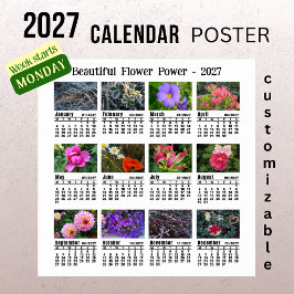 Poster Calendário de Fotos de Flores 2027 - Semana de Seg