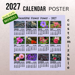 Poster Calendário de Fotos de Flores 2027 - Semana de Seg