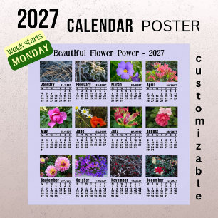 Poster Calendário de Fotos de Flores 2027 - Semana de Seg