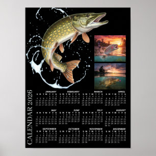 Poster Calendário de Fotos de Pesca 2026, Esportes Pesca,
