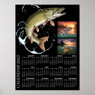 Poster Calendário de Fotos de Pesca 2027, Pesca Esportiva