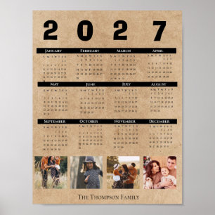 Poster Calendário de Fotos Personalizado da Família 2027