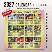 Calendário de Fotos Personalizável de Gnomos Diver