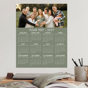 Poster Calendário de Fotos Simples 2027 Cores Personaliza