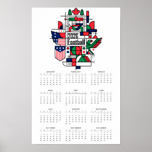Poster Calendário de Futebol 2026 EUA, Canadá, México