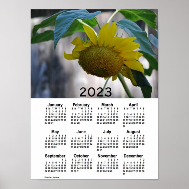 Poster Calendário de girassol de 2023 por Janz (Frente)