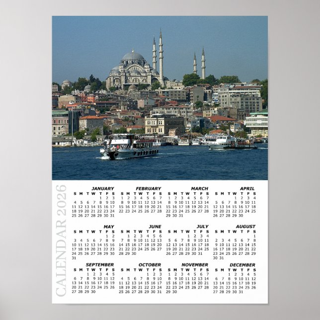 Poster Calendário de Istambul 2026, Sultan Ahmed, Turquia (Frente)