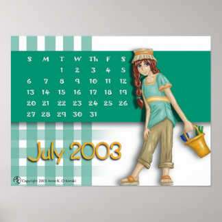 Poster Calendário de julho de 2003