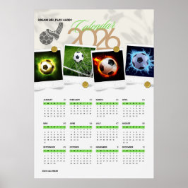 Poster Calendário de Motivação de Futebol 2026