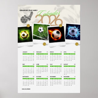 Poster Calendário de Motivação de Futebol 2026