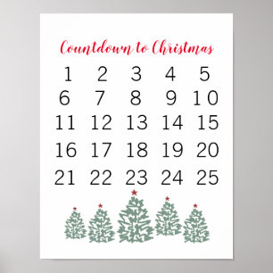 Poster Calendário de Natal Contagem Regressiva para o Nat