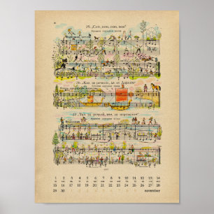 Poster Calendário de Notas Felizes de Novembro de 2022 Po