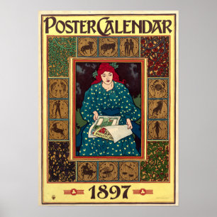Pôster Calendário de Nouveau 1897 da arte por Louis John