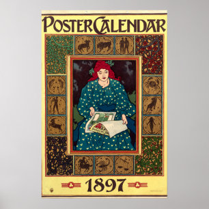 Pôster Calendário de Nouveau 1897 da arte por Louis John