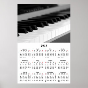 Poster Calendário de Parede 2018 Música Bonita Cartaz de