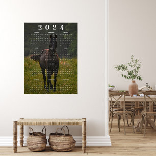 Poster Calendário de Parede 2024 Cavalo Marrom Bonito no 