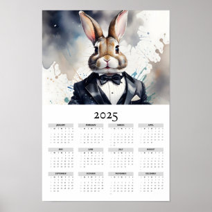 Poster Calendário de Parede 2025 do Arco Bunny Tuxedo