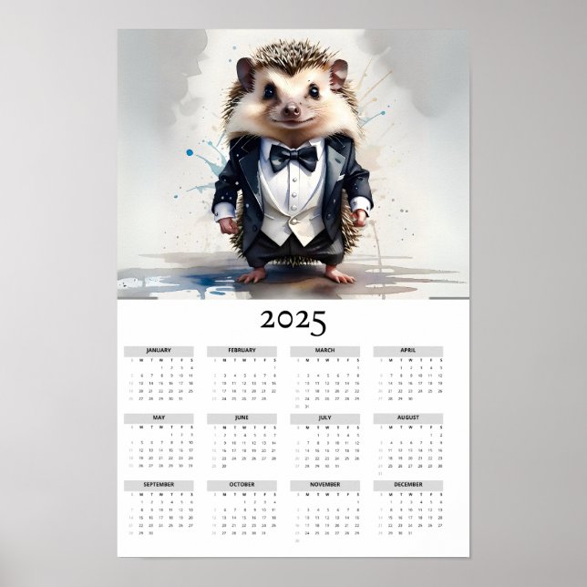 Poster Calendário de Parede 2025 do Arco Hedgehog Tux de  (Frente)