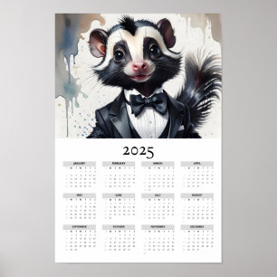 Poster Calendário de Parede 2025 do Arco Skunk Tuxedo
