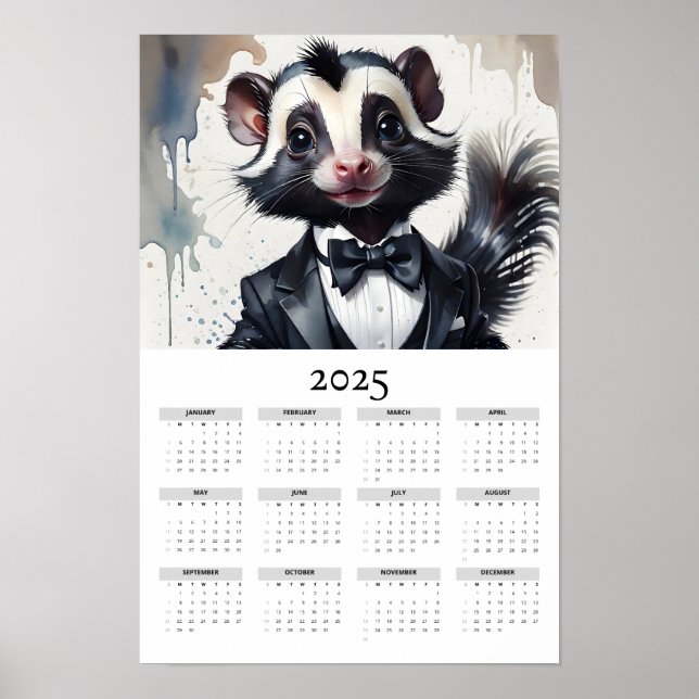 Poster Calendário de Parede 2025 do Arco Skunk Tuxedo (Frente)