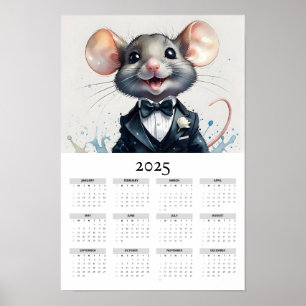 Poster Calendário de Parede 2025 do Arco Tuxedo com Mouse