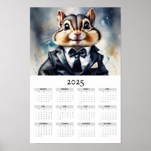 Poster Calendário de Parede 2025 do Tux do Chipmunk de Ch