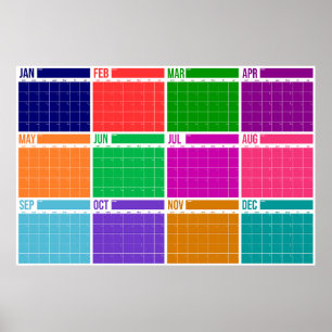 Poster Calendário de Parede Anual em Destaque Sem Data Co